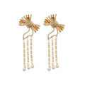 Court Style Bow Tassel Drop Earrings With Zircon Accents And Faux Pearl Dangles view 5
