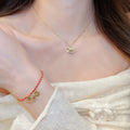 Real Gold Plated Copper Horse Earrings Bracelet Necklace Jewelry Set, Light Luxury Elegant Accessories view 2