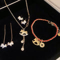 Real Gold Plated Copper Horse Earrings Bracelet Necklace Jewelry Set, Light Luxury Elegant Accessories view 1