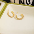 Luxury Sparkling Zircon C Shape Hoop Alloy Earrings For Women Minimalist Fashion C Hoop Earrings view 3
