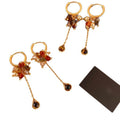 Light Luxury Tiger Eye Stone Faux Pearl Tassel Geometric Round Drop Earrings For Women view 5