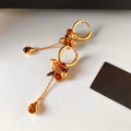 Light Luxury Tiger Eye Stone Faux Pearl Tassel Geometric Round Drop Earrings For Women view 3