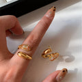Gold Plated Copper Zircon Teardrop Cross Open Ring For Women Light Luxury Index Finger Jewelry view 4