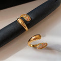 Gold Plated Copper Zircon Teardrop Cross Open Ring For Women Light Luxury Index Finger Jewelry view 1