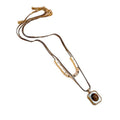 Gold Plated Copper Tiger Eye Square Pendant Necklace Vintage Maillard Geometric Choker view 5