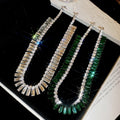 Light Luxury Copper Rhinestone Rectangle Tassel Clavicle Necklace With Geometric Pendant view 4