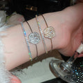 Elegant Zircon Flower Double Layer Open Copper Bangle Light Luxury Designer Bracelet view 3