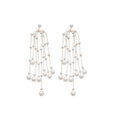 Vintage Elegant Faux Pearl Zircon Teardrop Tassel Drop Earrings For Women view 5