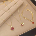 Gold Plated Copper Zircon Horse Necklace And Bracelet Jewelry Set, Light Luxury Everyday Style view 1