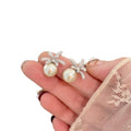 Vintage Elegant Faux Pearl Zircon Flower Stud Earrings For Women, Light Luxury OL Style view 5