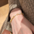 Korean Style Sparkling Zircon Square OT Copper Bangle, Geometric Light Luxury Everyday Bracelet view 3