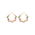 Old Money Style Faux Pearl Wrapped Geometric Circle Hoop Earrings With Silver Pins view 5