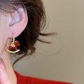 Chic Copper Enamel Zircon Horse Drop Earrings New Chinese Retro Light Luxury Women's Jewelry view 3