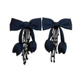 Fabric Bow Flower Crystal Tassel Necklace Earrings Jewelry Set Light Luxury Elegant Accessories view 5
