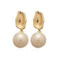 French Round Faux Pearl Stud Earrings For Women Minimalist Light Luxury Geometric Ear Jewelry view 5