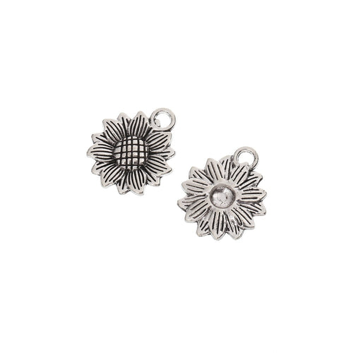 Antique Silver Zinc Alloy Sunflower Charm Pendant for DIY Necklace Bracelet Jewelry Making