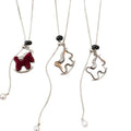 Vintage Flocked Horse Faux Pearl Sweater Necklace Old Money Light Luxury Choker For Women view 5