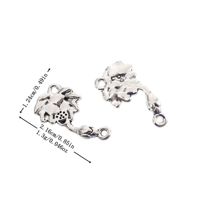 Antique Silver Zinc Alloy Lotus Charm Pendant for DIY Necklace Bracelet Jewelry Making