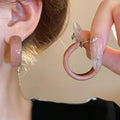 Light Luxury Alloy Enamel Geometric Round Hoop Earrings With Silver Posts Retro Fashion Design view 4