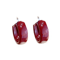 Light Luxury Alloy Enamel Geometric Round Hoop Earrings With Silver Posts Retro Fashion Design view 5
