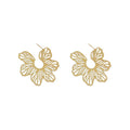 Copper Hollow Flower Stud Earrings Minimalist Cool Style Statement Floral Jewelry For Women view 5