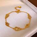 Real Gold Plated Copper Zircon Gourd Coin Bangle New Chinese Light Luxury Geometric Jewelry view 4
