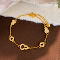Real Gold Plated Copper Zircon Gourd Coin Bangle New Chinese Light Luxury Geometric Jewelry view 2