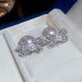 Light Luxury Bowknot Faux Pearl Stud Earrings With Rhinestone Accents For Elegant Daily Wear view 4