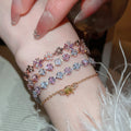 Copper Zircon Flower Pearl Clasp Bangle Korean Light Luxury Geometric Daily Bracelet view 4