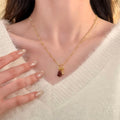 Gold Plated Copper Gourd Pendant Necklace Elegant Chinese Style Collarbone Chain view 3