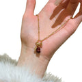Gold Plated Copper Gourd Pendant Necklace Elegant Chinese Style Collarbone Chain view 5