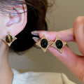 Vintage Tiger Eye Stone Oval Starburst Silver Post Stud Earrings For Women view 2