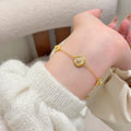 18K Gold Plated Copper Zircon Mother Of Pearl Flower Adjustable Bangle Light Luxury Jewelry view 2