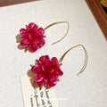 Korean Chic Faux Pearl Flower Pendant Drop Earrings Elegant Ear Hook Jewelry view 4