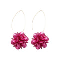 Korean Chic Faux Pearl Flower Pendant Drop Earrings Elegant Ear Hook Jewelry view 5
