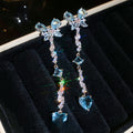 Copper Zircon Butterfly Heart Tassel Drop Earrings Korean Light Luxury Sweet Stud Style view 3