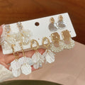 Light Luxury Floral Petal Faux Pearl Rhinestone Stud Earrings Jewelry Set For Women view 3