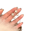 14K Gold Plated Copper Starburst Zircon Stud Earrings With Silver Pins Light Luxury Style view 5