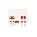 Red Heart Faux Pearl Stud Earrings Jewelry Set With Silver Post Vintage Light Luxury Style view 5