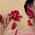 Light Luxury Artificial Crystal Flower Waterdrop Tassel Drop Earrings With Silver Posts view 1