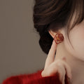 Gold Plated Copper Enamel Flower Stud Earrings With Silver Pins, Vintage Elegant Light Luxury Jewelry view 4