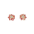 Luxury Red Enamel Firework Flower Studs With Sparkling Zircon Rhinestone Alloy Silver Needle Earrings view 5
