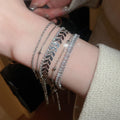 Minimalist Copper Leaf Zircon Bracelet Jewelry Set For Women Light Luxury Style view 3