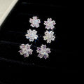 Copper Zircon Flower Stud Earrings Elegant Light Luxury Floral Earrings For Women view 1