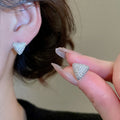 Korean Light Luxury Copper Zircon Triangle Earrings Necklace Jewelry Set For Women view 3