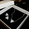 Korean Light Luxury Copper Zircon Triangle Earrings Necklace Jewelry Set For Women view 4