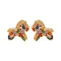 Gold Plated Copper Horse Zircon Stud Earrings With Silver Posts, Light Luxury Zodiac Jewelry – Gold view 5