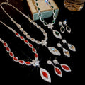 Light Luxury Court Style Copper Rhinestone Flower Teardrop Stud Earrings Necklace Jewelry Set For Women view 1