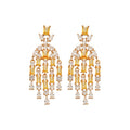 Copper Zircon Square Teardrop Tassel Stud Earrings With Silver Pin French Court Style view 5