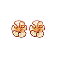 Gold Plated Copper Red Zircon Rhombus Stud Earrings With Silver Posts Old Money Vintage Style view 5